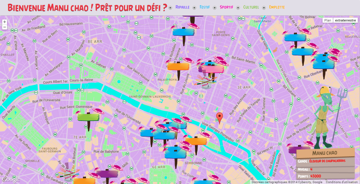 Carte des défis version extraterrestre